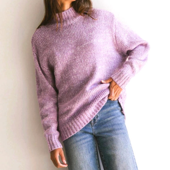 J.Crew Lilac Purple Super Soft Turtleneck Sweater Wool Alpaca Women's Size M - Picture 2 of 11